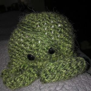 Crochet mini octopus plush. Green yarn, homemade, new. Yarn bulk size 6.